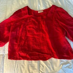 Red Linen Blouse